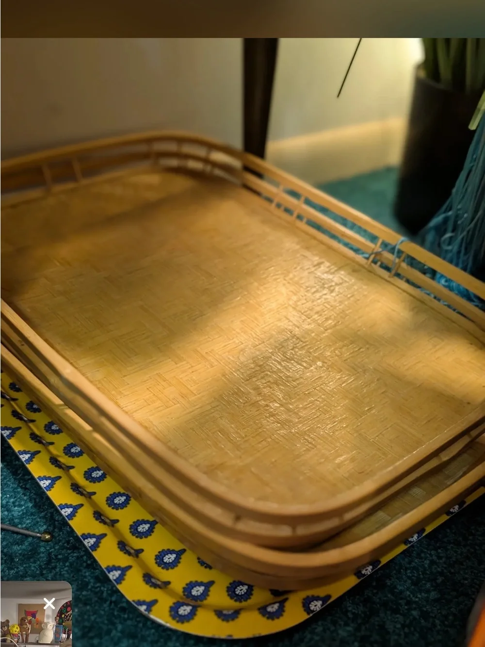 Natural Bamboo Woven Serving Tray - Tan